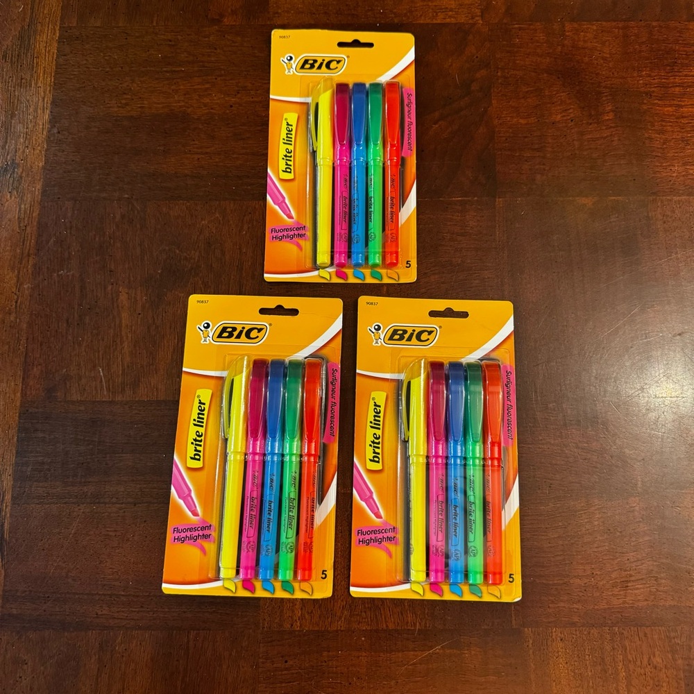 Bic Brite liner Highlighters Student School Supplies Classroom Teacher